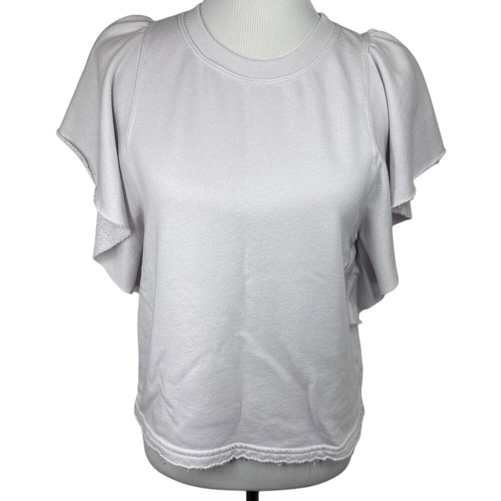 Michael Stars Ariana Flutter Sleeve French Terry Top, Small